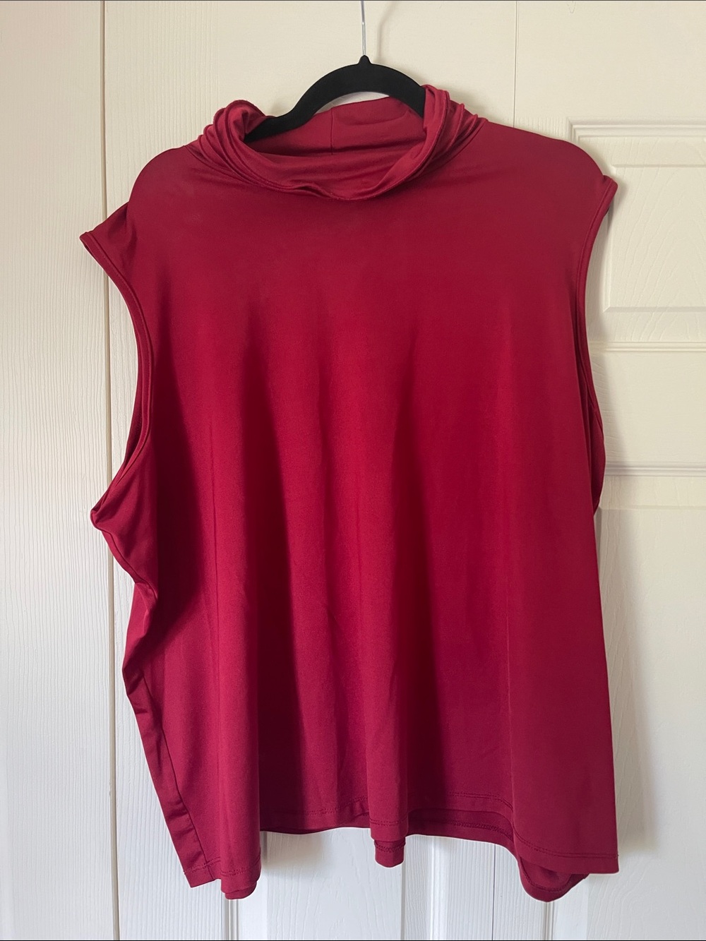 Sleeveless Mock Neck Top in Deep Berry